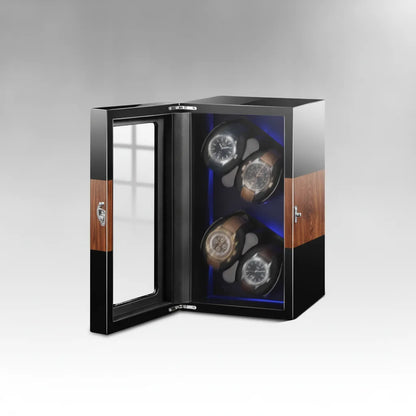 LuxeLift Hybride : Remontoir 4 Montres Bois & Cuir