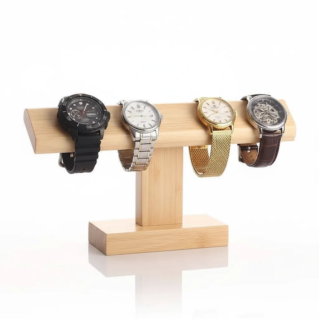 Porte Montre Haut en Bambou pour 4 Montres