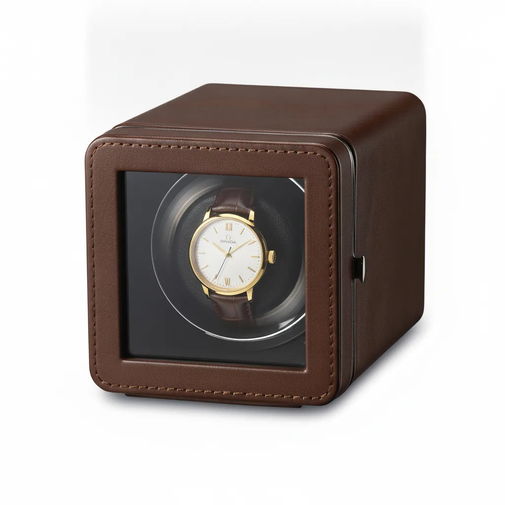 Remontoir Montre Cube Moderne Marron