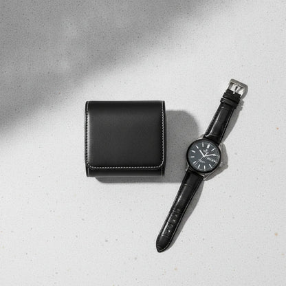 Ã‰tui Montre Solo Noir Cuir VÃ©gan