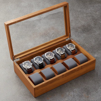 Boîte à Montre Rustique en Bois pour 10 Garde-Temps