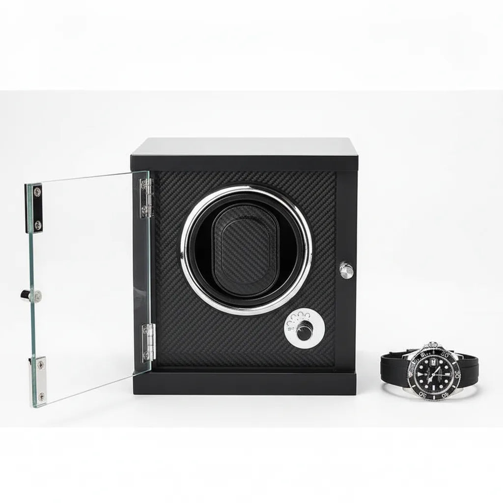Remontoir Montre Classique Carbone : 1 Emplacement Bois & Carbone