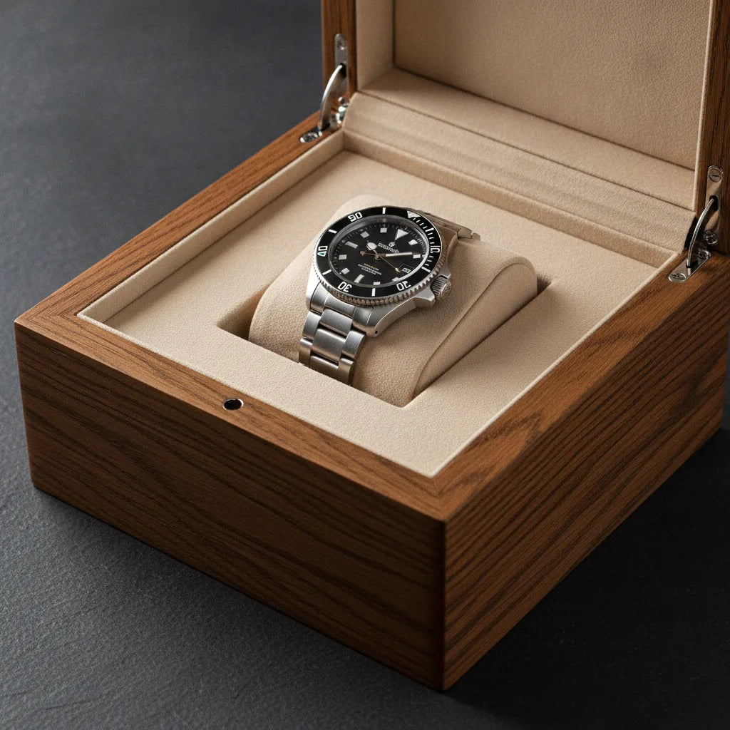 Remontoir Montre Bois de Chêne Rustique