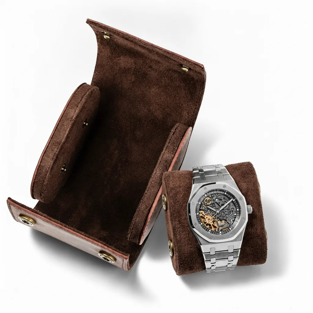 Ã‰tui Montre Vintage Uno en Cuir Marron