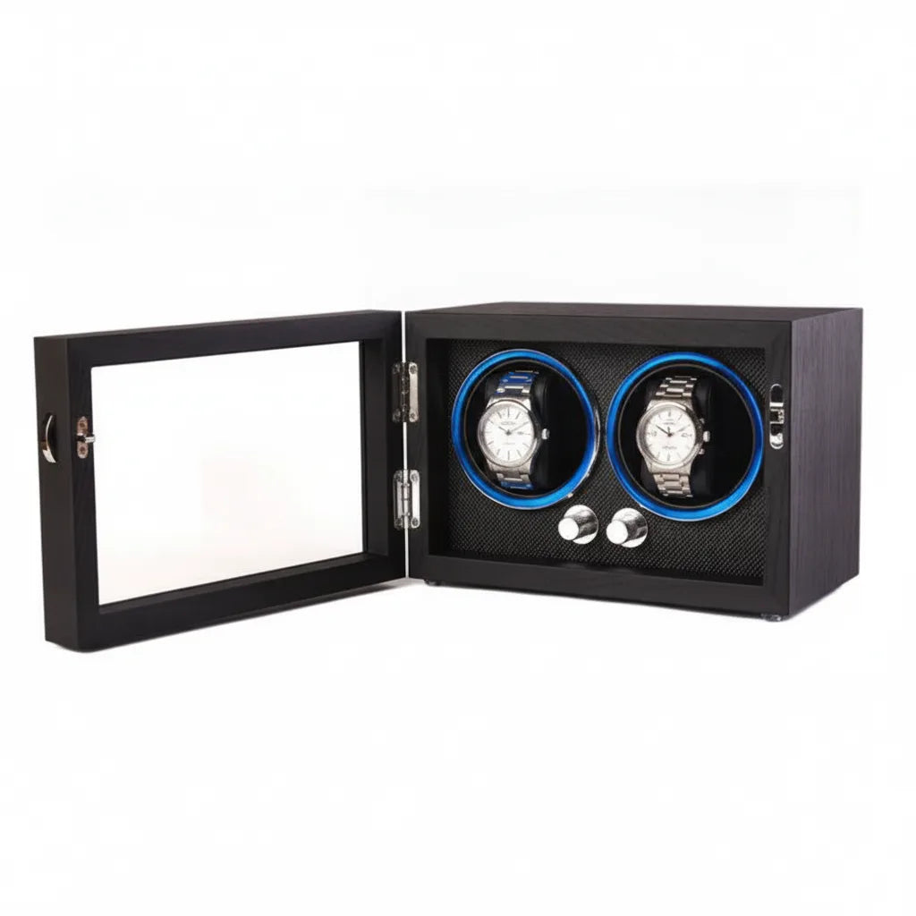 Remontoir Cube Corbeau Double : 2 Montres Bois Premium