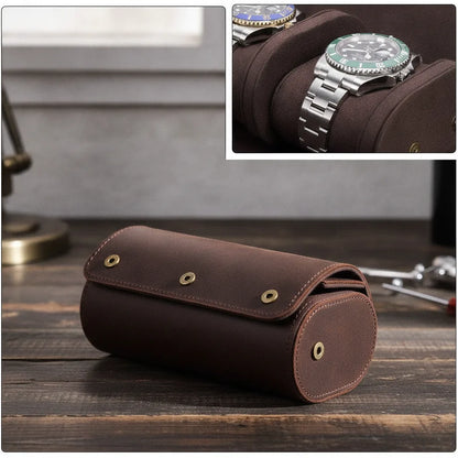 Ã‰tui Montre Vintage Sei : Cuir Marron pour 6 Garde-Temps