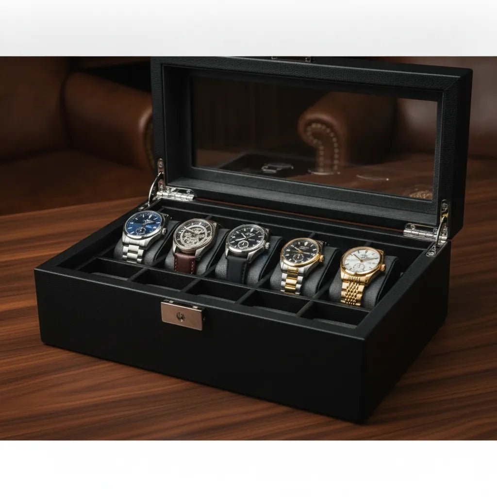Coffret Remontoir Le Tanneur 2 Montres Noir & Turquoise