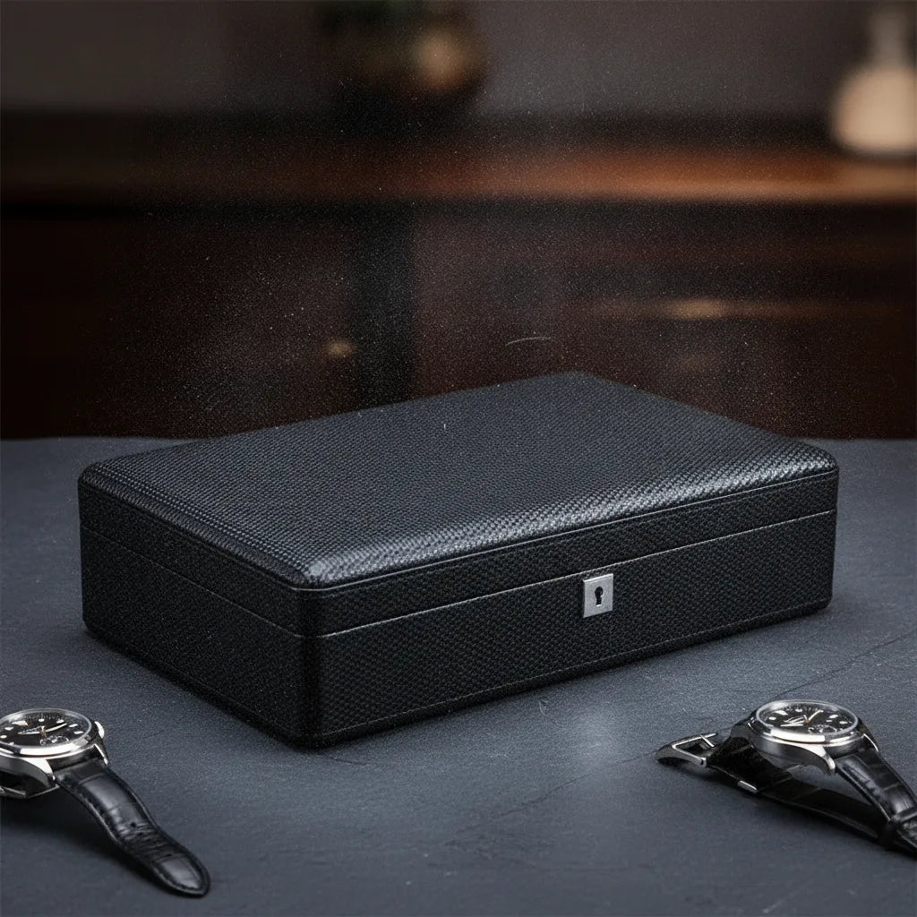 Coffret Montre Luxe Suzie King Fibre Carbone 12 Emplacements