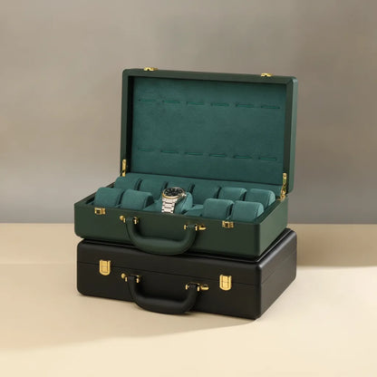 Mallette de Rangement Noir pour 12 Montres en Cuir Végan