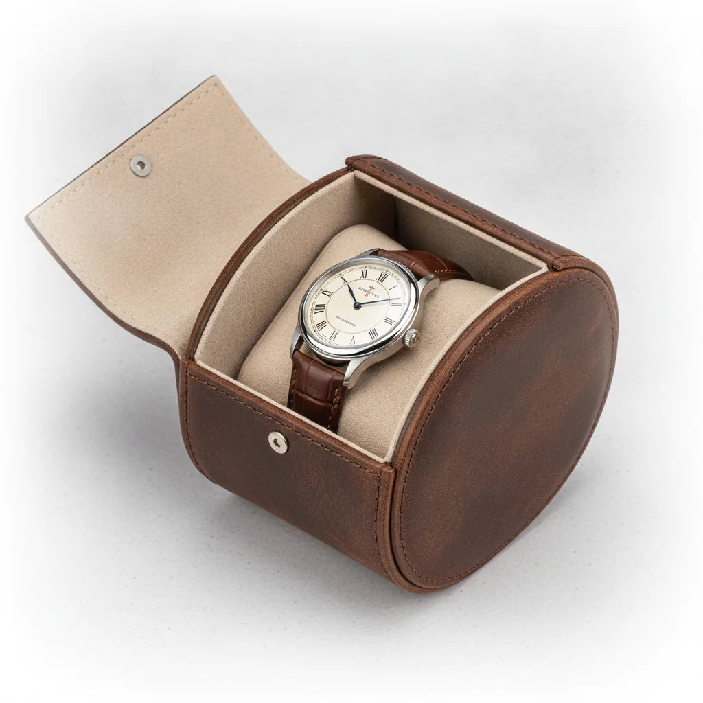 Ã‰tui Montre Vintage Uno en Cuir Marron