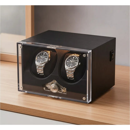 Remontoir Cube Corbeau Double : 2 Montres Bois Premium