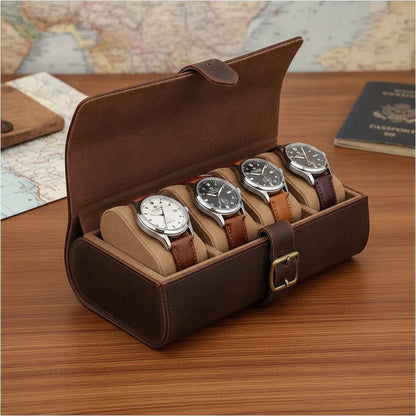 Ã‰tui Montre Vintage Sei : Cuir Marron pour 6 Garde-Temps