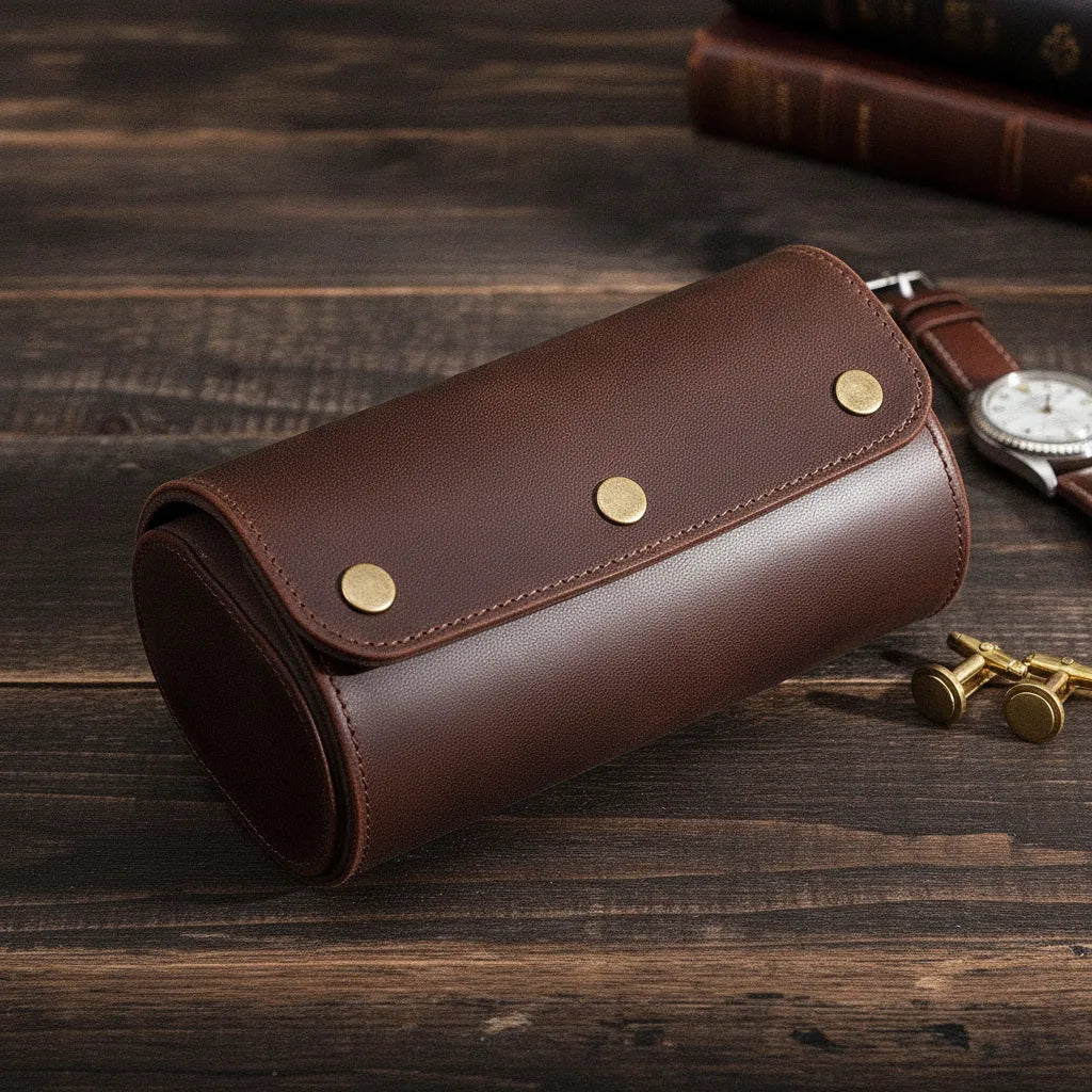 Ã‰tui Vintage Due : BoÃ®te 2 Montres en Cuir Marron