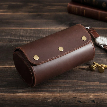 Ã‰tui Vintage Due : BoÃ®te 2 Montres en Cuir Marron