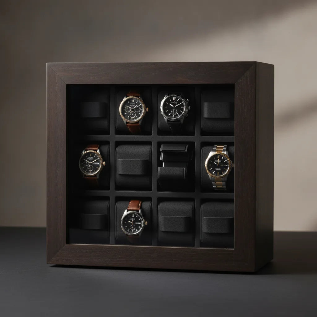 Remontoir Prestige BoisÃ© 9 Montres - Ã‰crin Luxe Noir