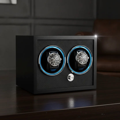 Remontoir Cube Corbeau Double : 2 Montres Bois Premium
