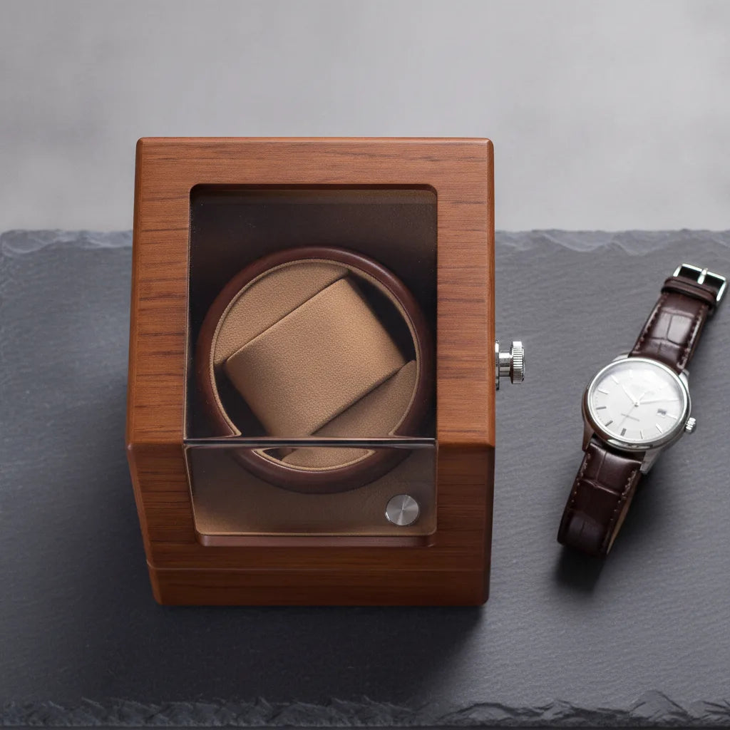 Remontoir Montre Bois de Chêne Rustique