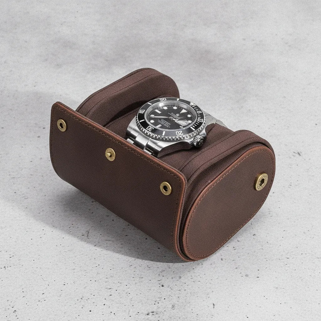 Ã‰tui Montre Vintage Uno en Cuir Marron