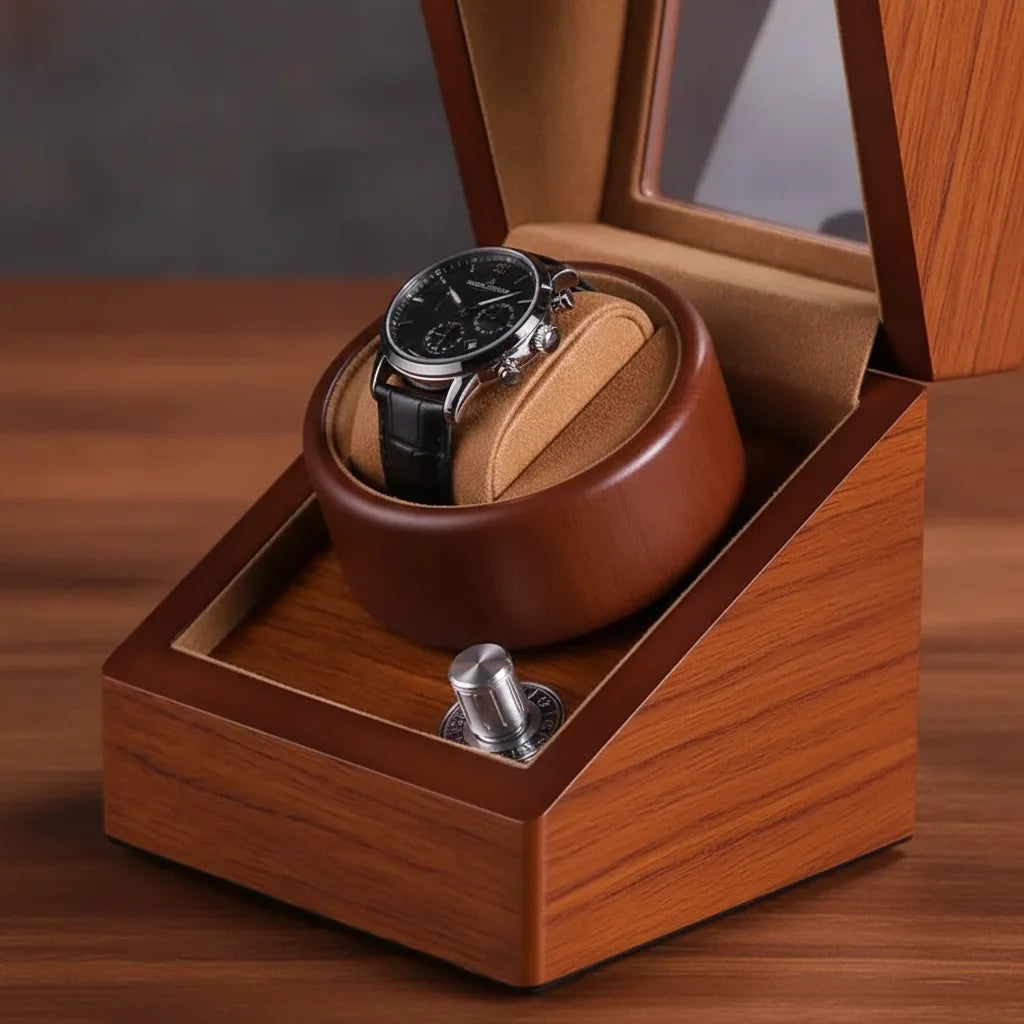 Remontoir Montre Bois de Chêne Rustique