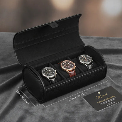Ã‰tui Voyage Cuir Vegan 3 Montres - Le Remontoir