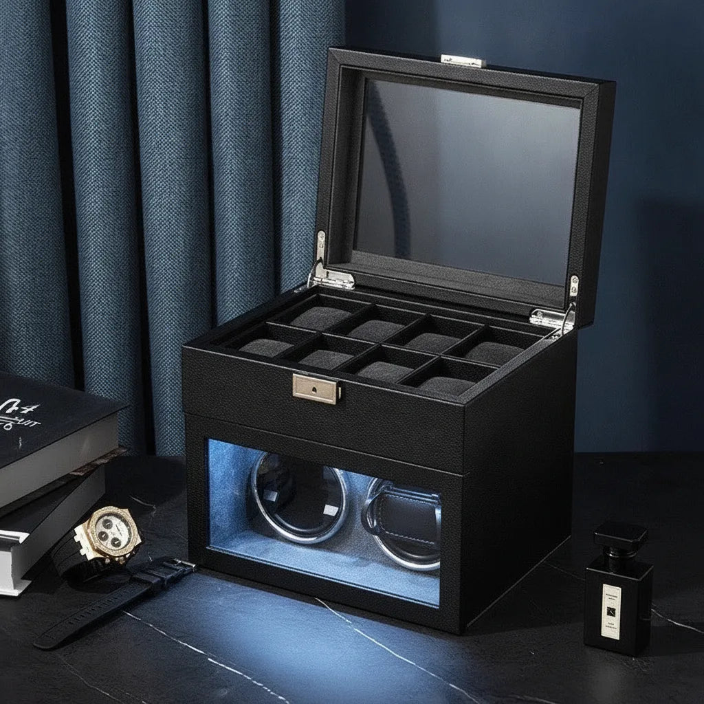 Coffret Remontoir Le Tanneur 2 Montres Noir & Turquoise