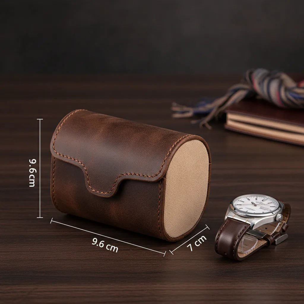 Ã‰tui Montre Vintage Uno en Cuir Marron