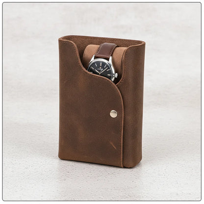 Ã‰tui Montre Vintage Uno en Cuir Marron