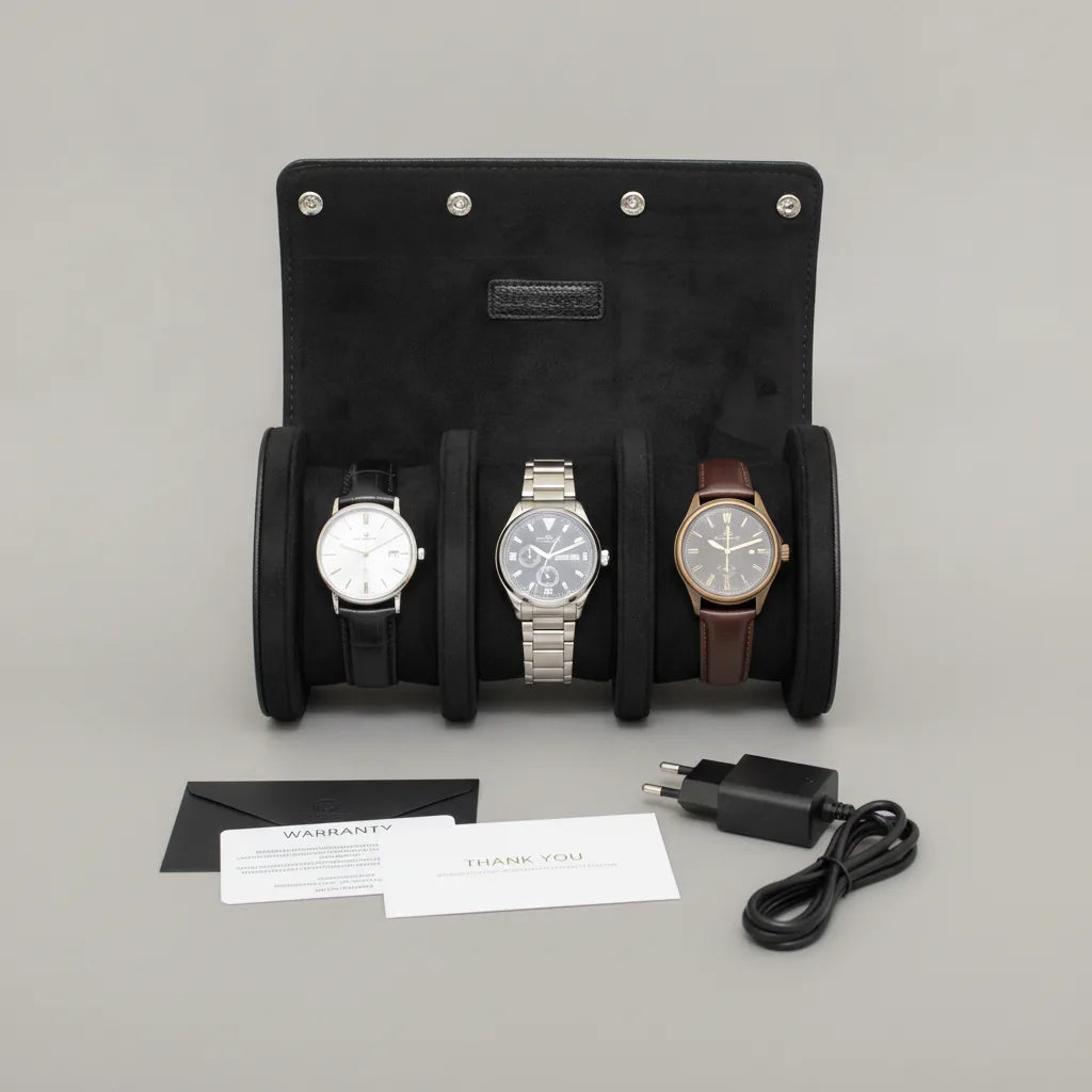 Ã‰tui Voyage Cuir Vegan 3 Montres - Le Remontoir