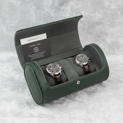 Ã‰tui de Voyage Cuir Vegan 3 Montres Vert CÃ¨dre