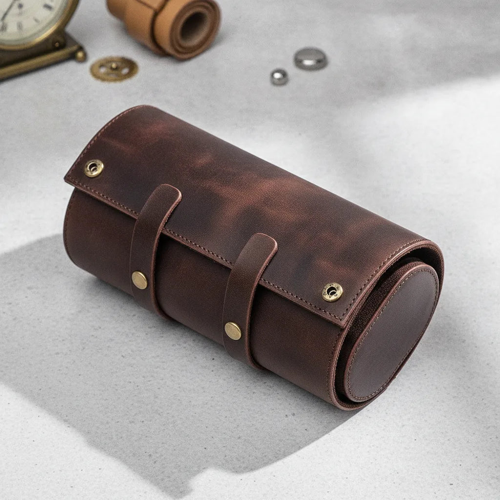 Ã‰tui Montre Vintage Tre : 3 Montres en Cuir Marron