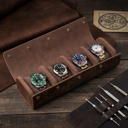 Ã‰tui Montre Cuir Vintage 4 Places