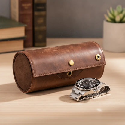 Ã‰tui Montre Vintage Uno en Cuir Marron