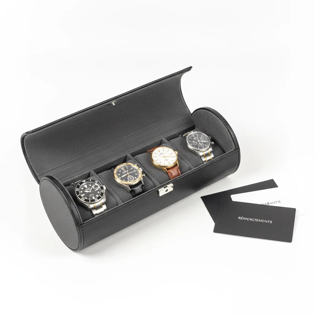 Ã‰tui Voyage Cuir Vegan 3 Montres - Le Remontoir
